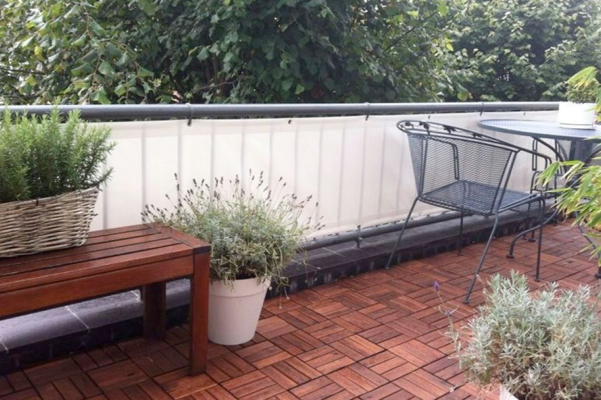 Windscherm voor balkon met stevig gestikte naden