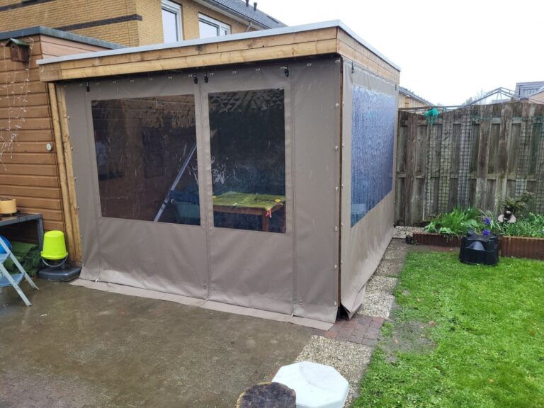 Verandazeil op een terras, gecombineerd met terrasverwarming